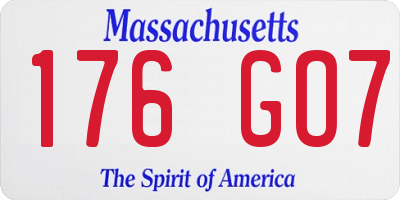 MA license plate 176GO7