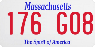 MA license plate 176GO8