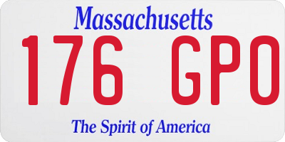 MA license plate 176GP0