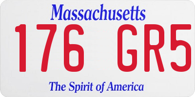 MA license plate 176GR5