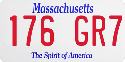 MA license plate 176GR7