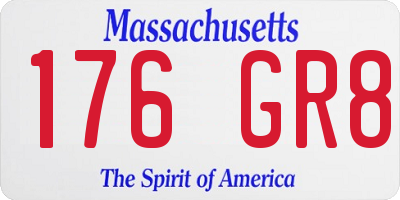 MA license plate 176GR8