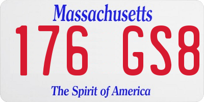 MA license plate 176GS8