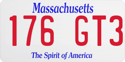 MA license plate 176GT3