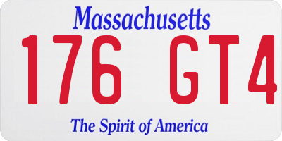 MA license plate 176GT4