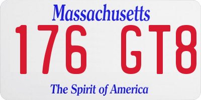 MA license plate 176GT8