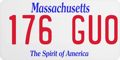 MA license plate 176GU0