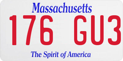 MA license plate 176GU3