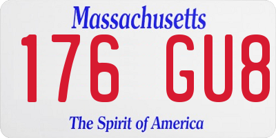 MA license plate 176GU8