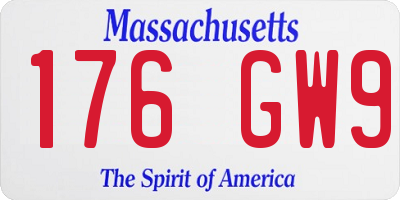 MA license plate 176GW9