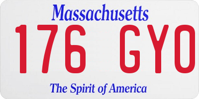 MA license plate 176GY0
