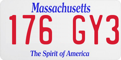 MA license plate 176GY3