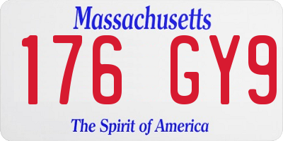 MA license plate 176GY9