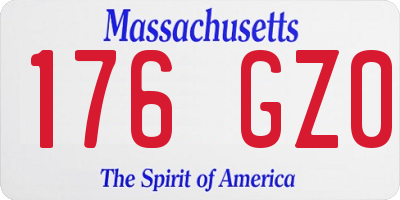 MA license plate 176GZ0