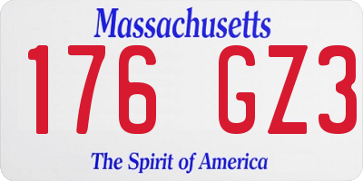MA license plate 176GZ3