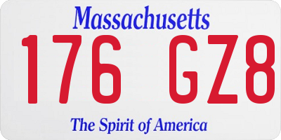 MA license plate 176GZ8
