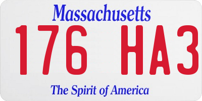 MA license plate 176HA3