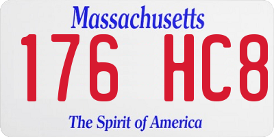 MA license plate 176HC8