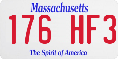 MA license plate 176HF3