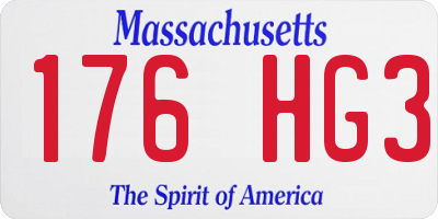 MA license plate 176HG3
