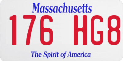 MA license plate 176HG8