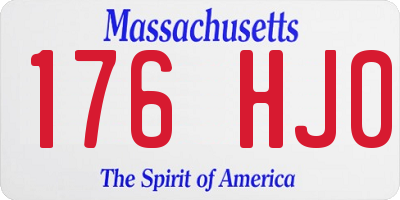 MA license plate 176HJ0