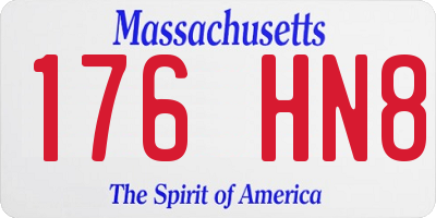 MA license plate 176HN8