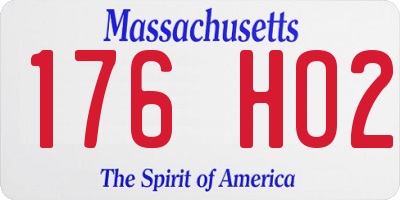 MA license plate 176HO2