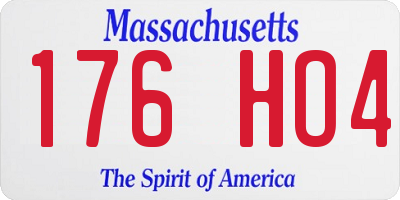 MA license plate 176HO4