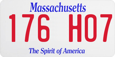 MA license plate 176HO7