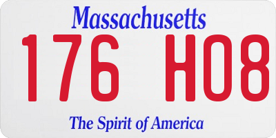 MA license plate 176HO8