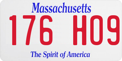 MA license plate 176HO9
