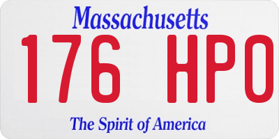MA license plate 176HP0