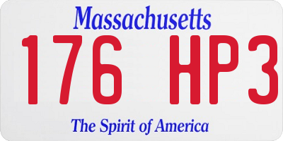 MA license plate 176HP3