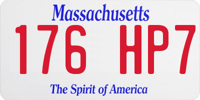 MA license plate 176HP7