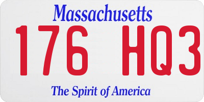 MA license plate 176HQ3