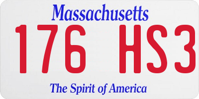 MA license plate 176HS3