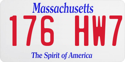 MA license plate 176HW7
