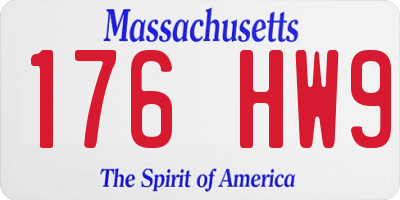 MA license plate 176HW9
