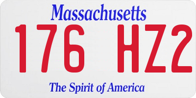 MA license plate 176HZ2