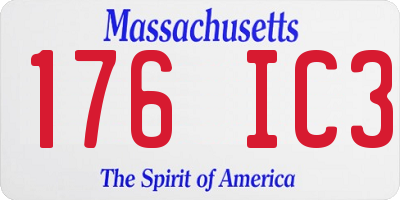 MA license plate 176IC3