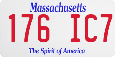 MA license plate 176IC7