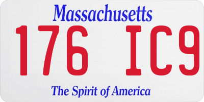 MA license plate 176IC9