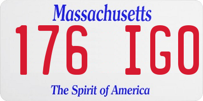 MA license plate 176IG0