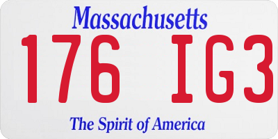 MA license plate 176IG3