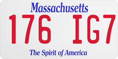 MA license plate 176IG7