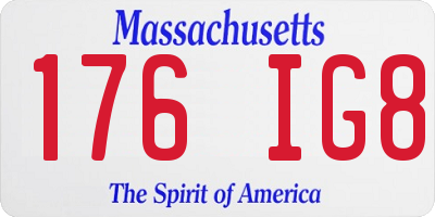 MA license plate 176IG8