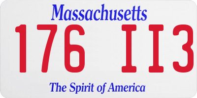 MA license plate 176II3