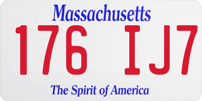 MA license plate 176IJ7