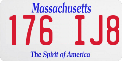 MA license plate 176IJ8